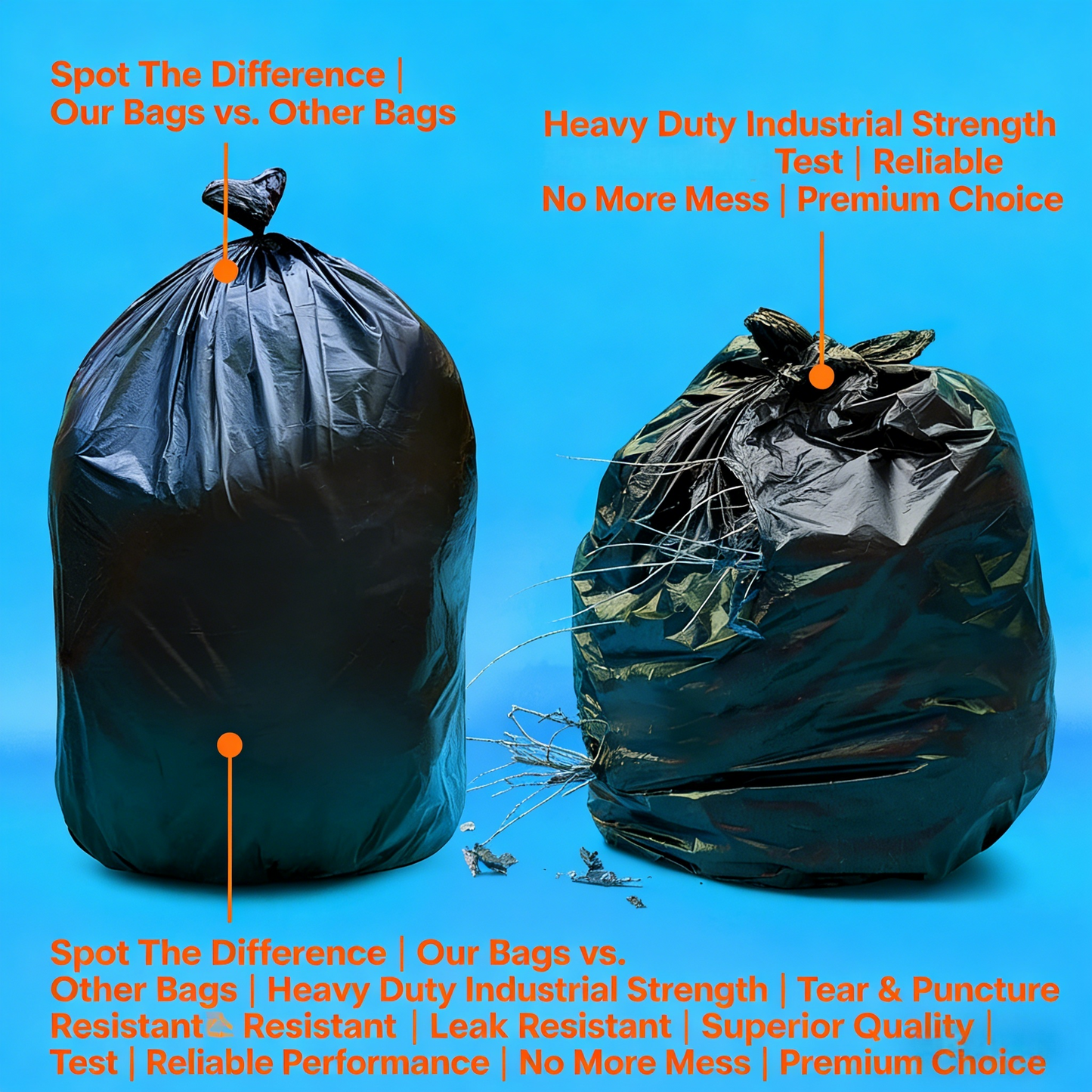 Heavy-Duty 95-60 Gallon Black Trash Bags (50-Pack)