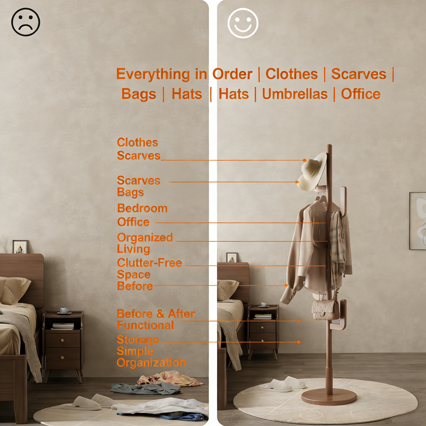 Adjustable Cactus-Shaped Wooden Coat Rack