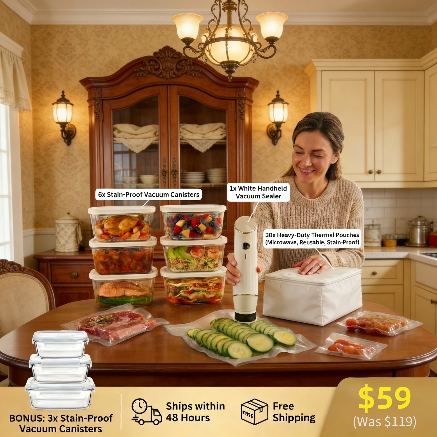 HomeLoop™ Complete Vacuum Food Storage Bundle (Sealer + Containers + Bags)