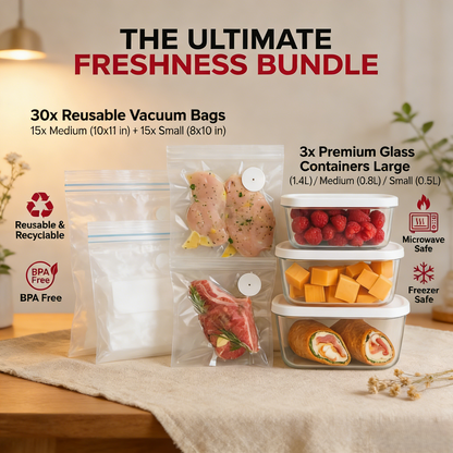 HomeLoop™ Complete Vacuum Food Storage Bundle (Sealer + Containers + Bags)