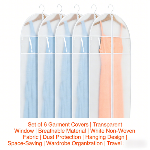 6-Pack Breathable Garment Covers (Hanging Design)