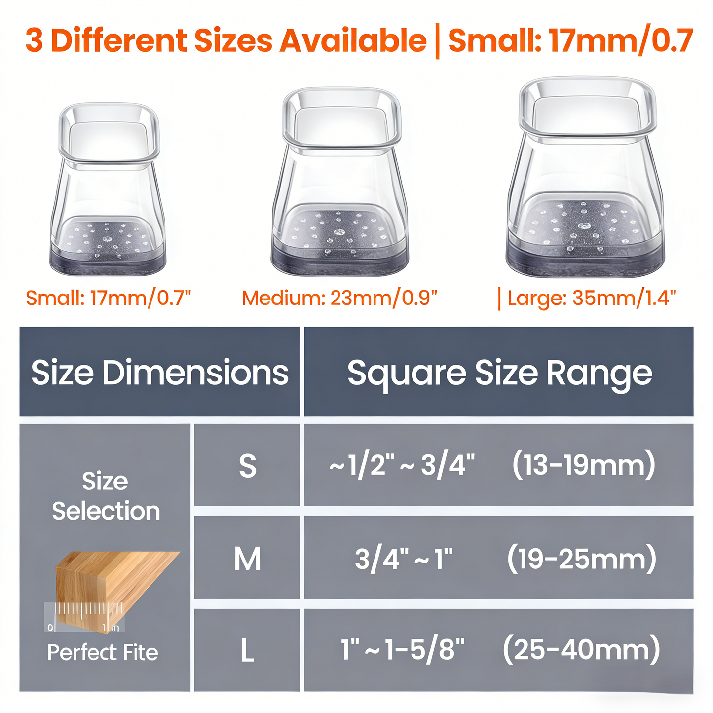 Clear Silicone Furniture Foot Covers (3 Sizes, 16-Pack)