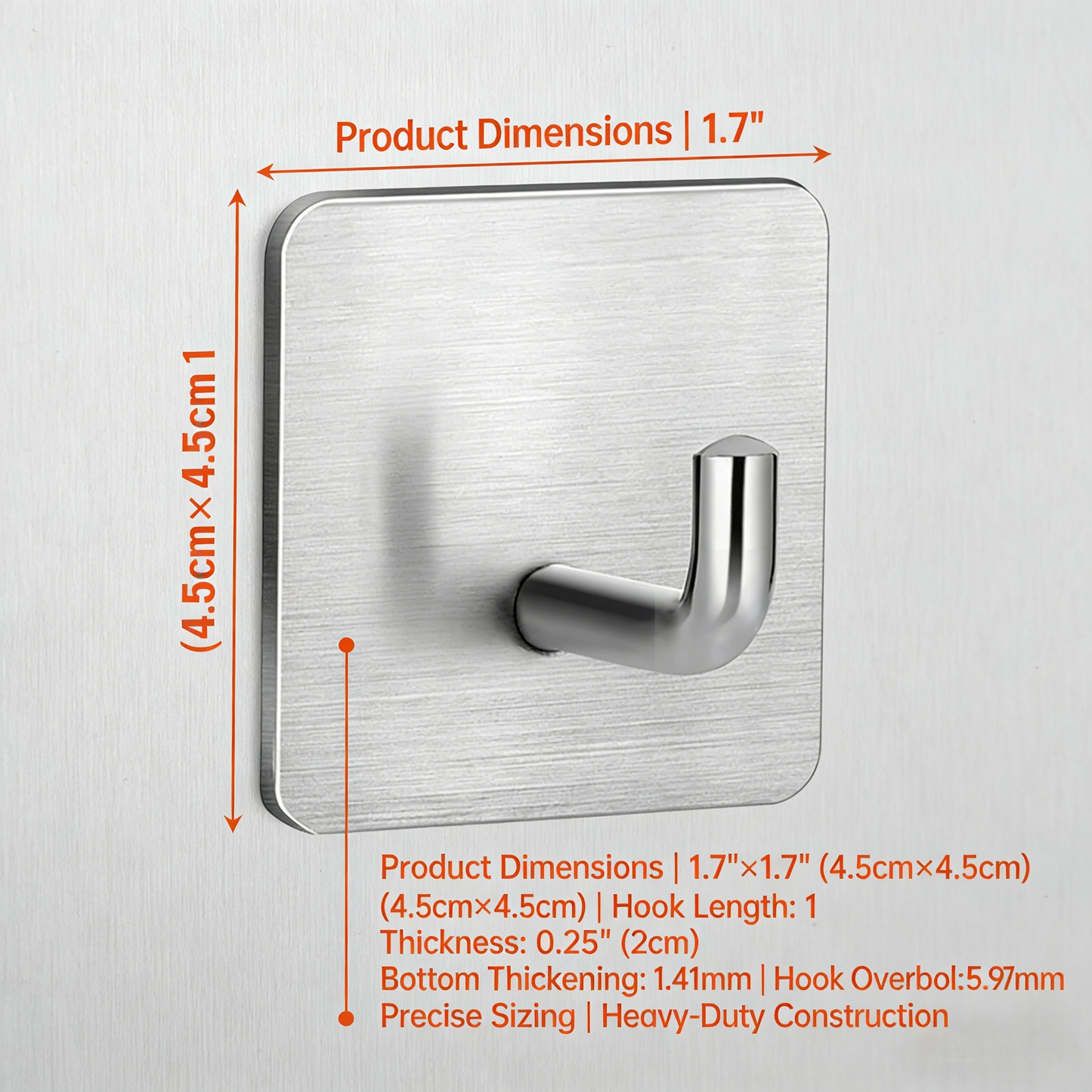 Adhesive Stainless Steel Wall Hooks (No Drilling)