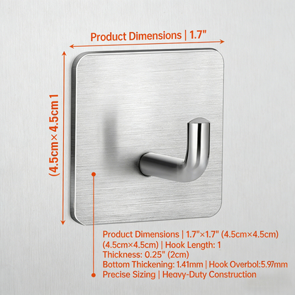 Adhesive Stainless Steel Wall Hooks (No Drilling)