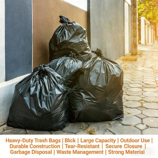 Heavy-Duty 95-60 Gallon Black Trash Bags (50-Pack)