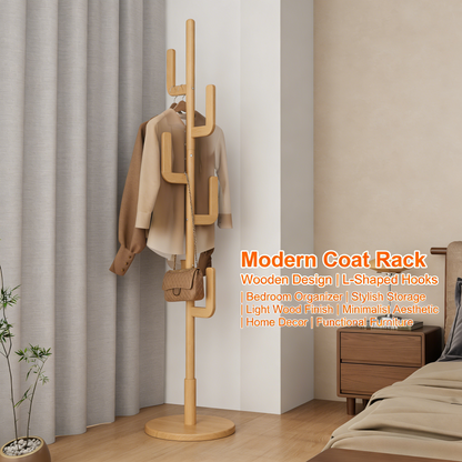 Adjustable Cactus-Shaped Wooden Coat Rack