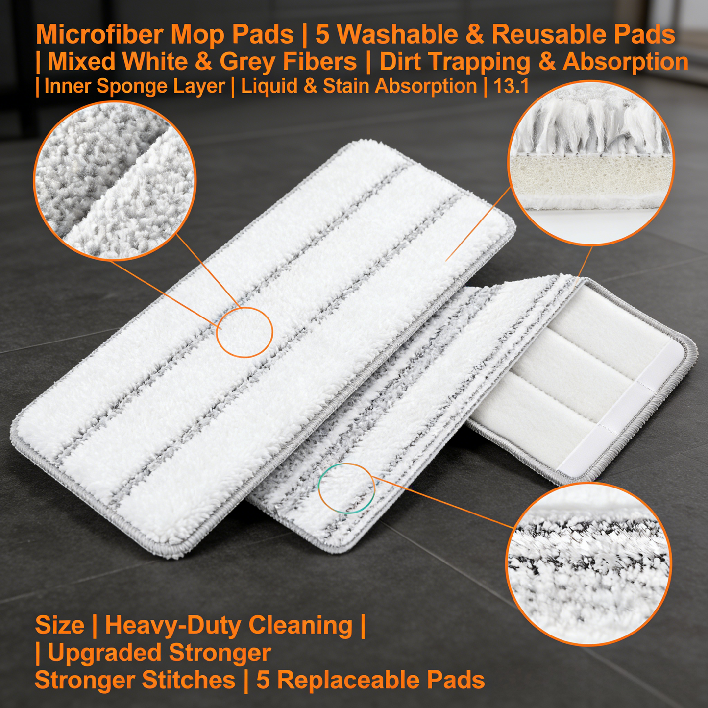 Self-Cleaning Microfiber Mop System with Reusable Pads