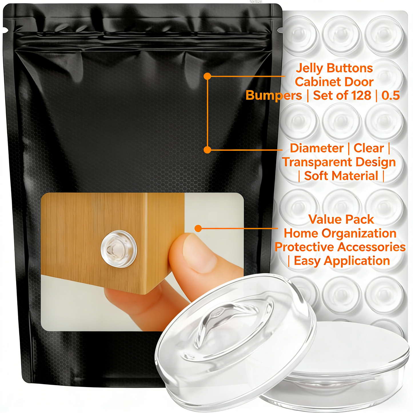Clear Cabinet Door Bumpers (128-Pack)