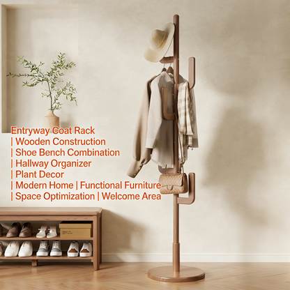 Adjustable Cactus-Shaped Wooden Coat Rack