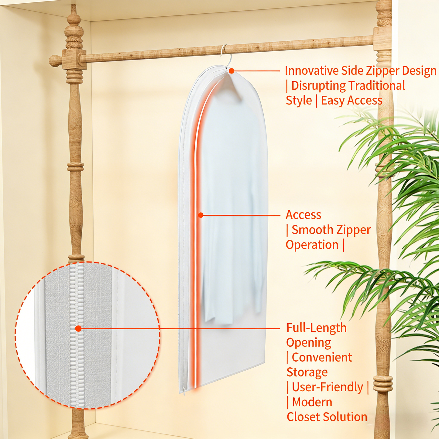 6-Pack Breathable Garment Covers (Hanging Design)