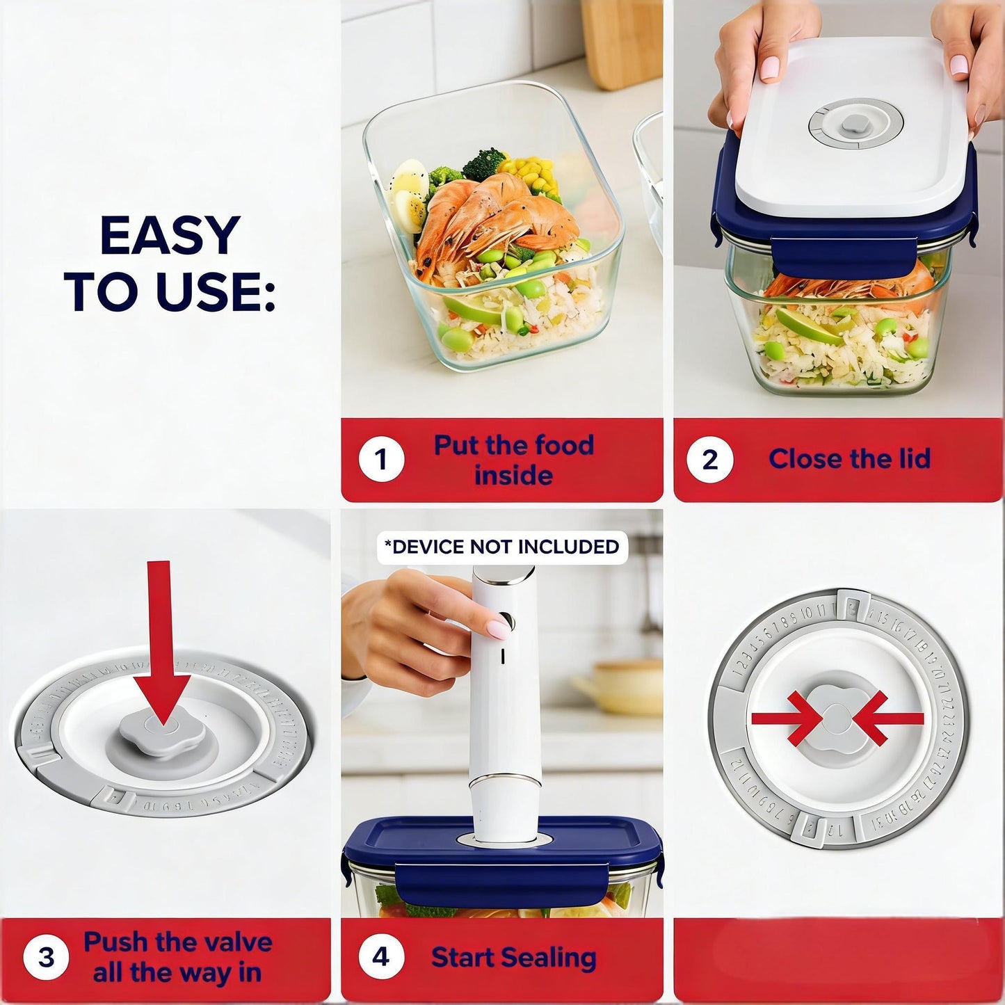 3-Piece Vacuum Seal Glass Food Storage Container Set