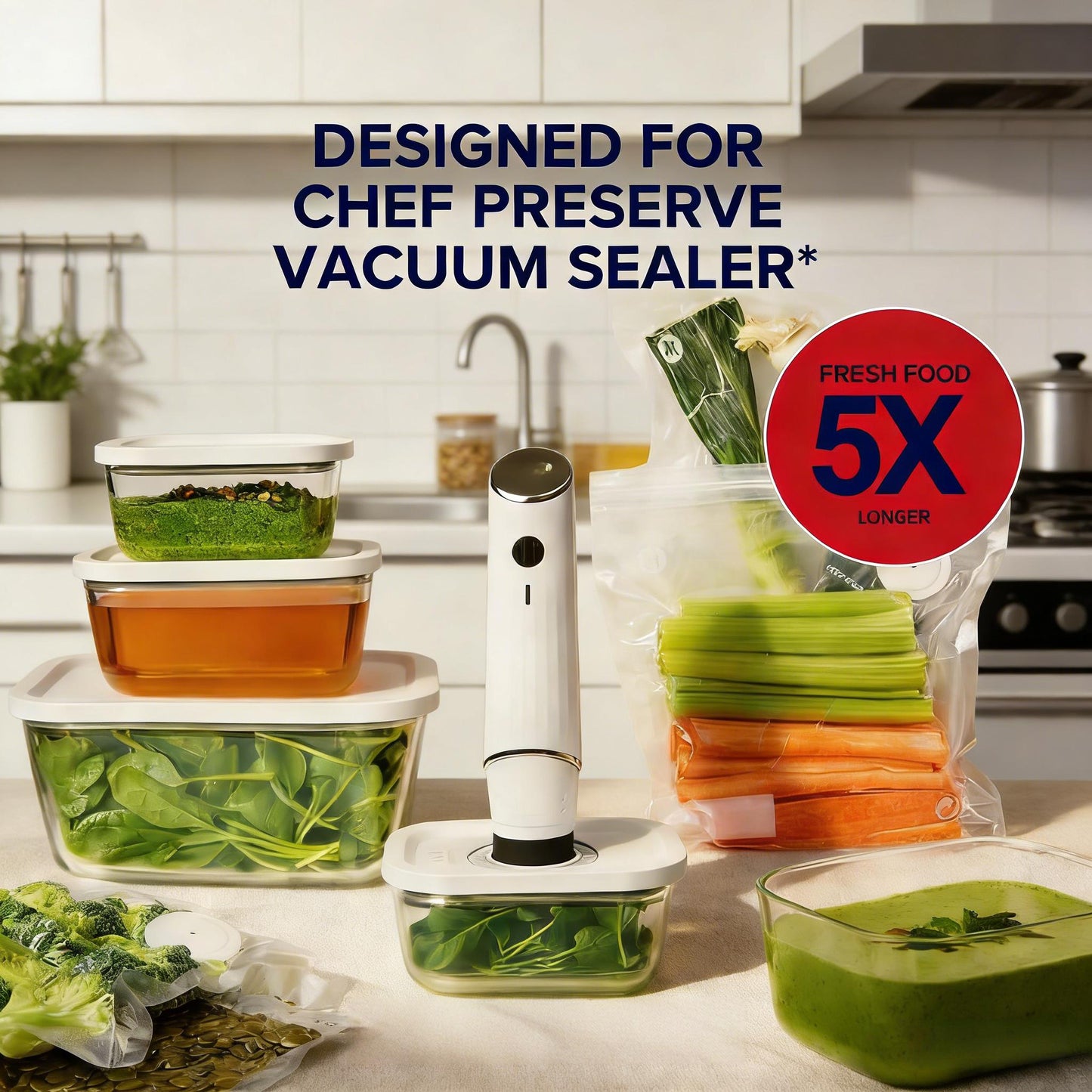 3-Piece Vacuum Seal Glass Food Storage Container Set