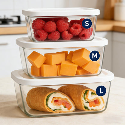 3-Piece Vacuum Seal Glass Food Storage Container Set